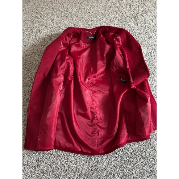 Ellen Tracy Women's Size 10 Red Wool Blend Coat W/ Angora Button - Picture 7 of 13